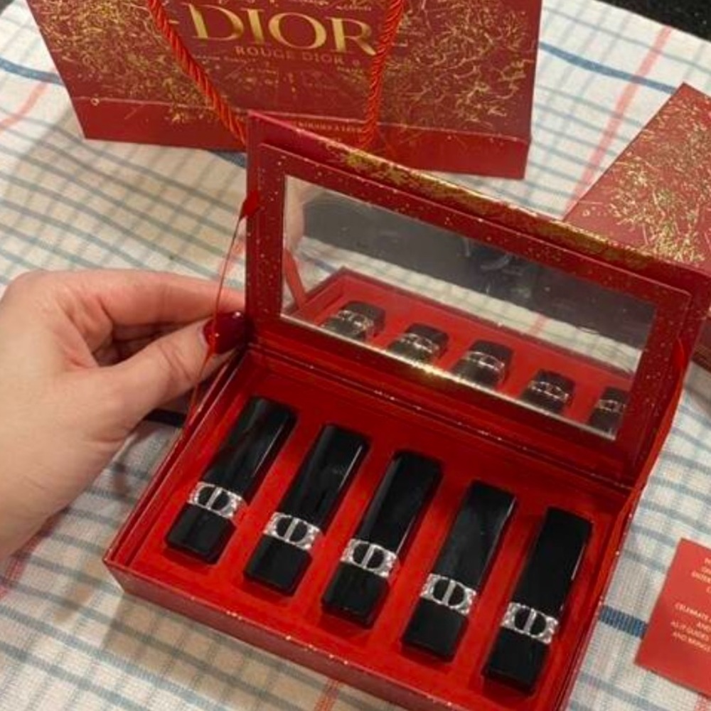 Dior Rouge Lipstick Collection in Elegant Red and Gold
